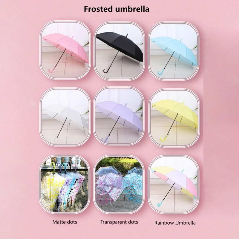 ร่มใส Xiaomi 8 ซี่โครง ร่มกันฝน PVC ด้ามยาว สีสันสดใส โปร่งใส แฟชั่น อุปกรณ์กันฝนสำหรับทุกเพศ ป้องกันสภาพอากาศ