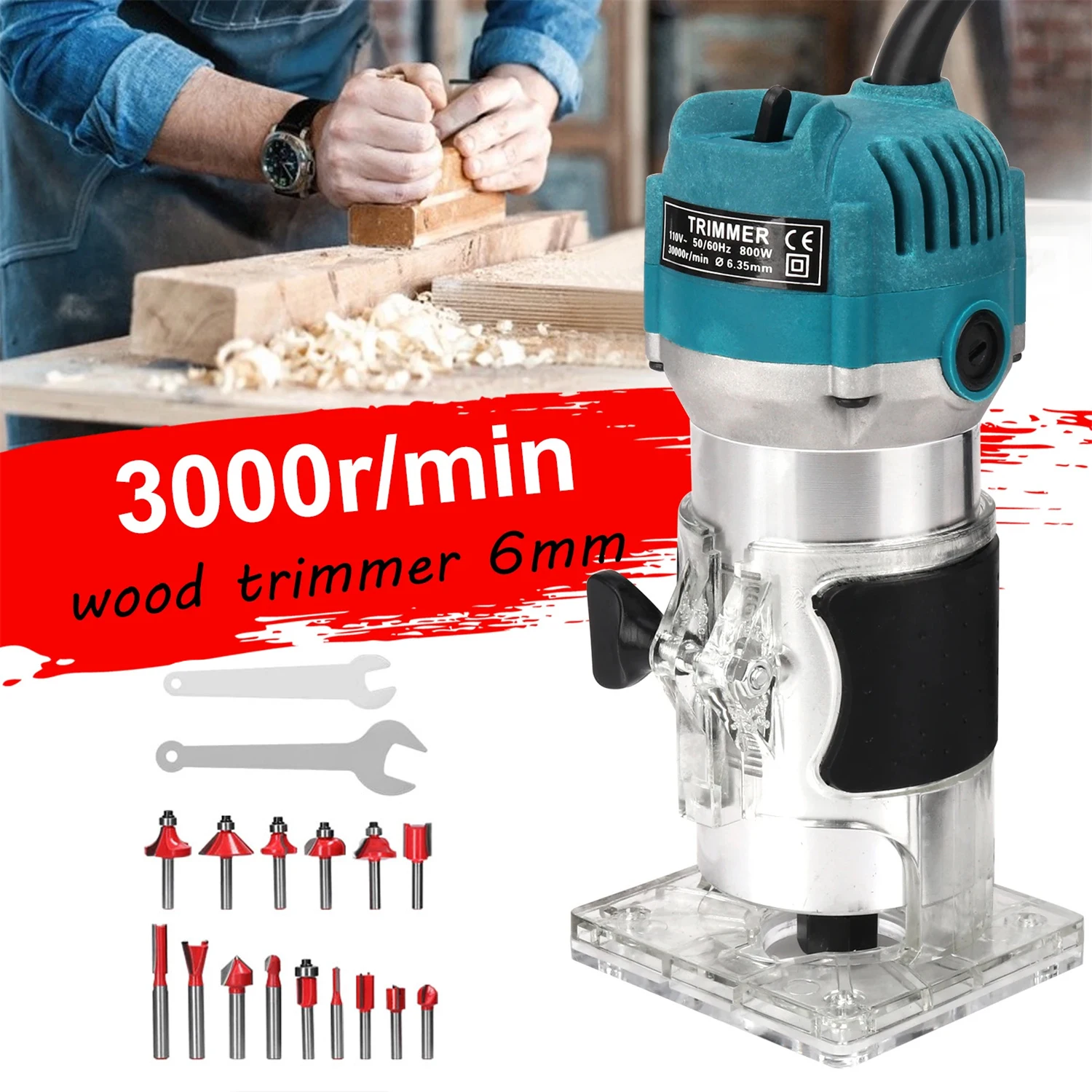 Electric Trimmer Wood Milling Cutter Trimming Engraving Tools Slotting Machine Versatile Woodworking Router Power Tool