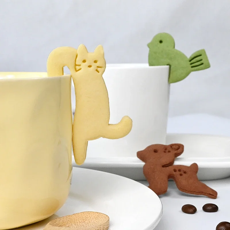 كوب معلق السنجاب قالب البسكويت الكرتون الحيوان تزلف الطيور القط قاطعة البسكوت ثلاثية الأبعاد الكوكيز فندان قالب تزيين الكعكة قالب الخبز #4