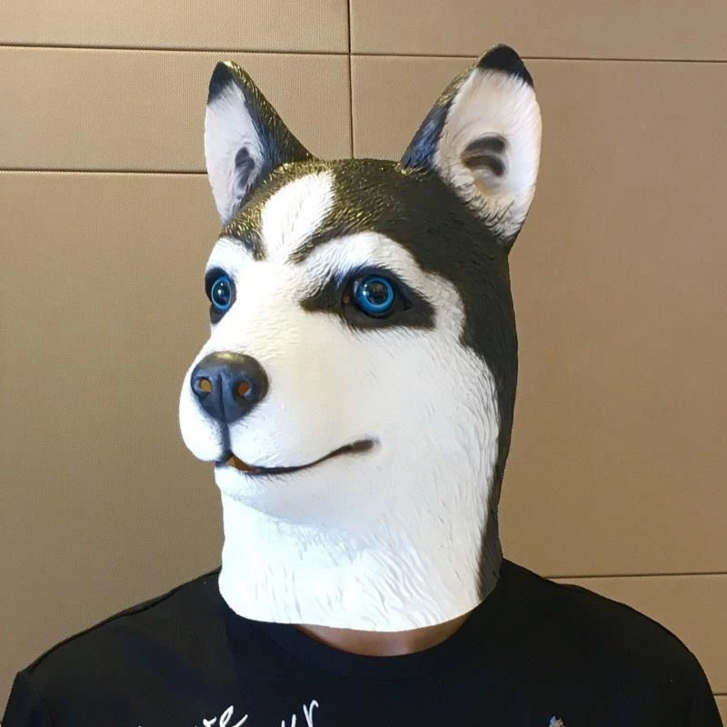 Adult Cosplay Face Mask Funny Simulation Husky Horse Donkey Dog Silicone Headgear Full Masks Prank Funny Trick Joke Toys