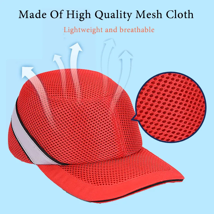 Work Safety Bump Cap Baseball Hat Style Net Cloth Hi-Viz Anti-collision Hard Hat Helmet Head Protection Repairing