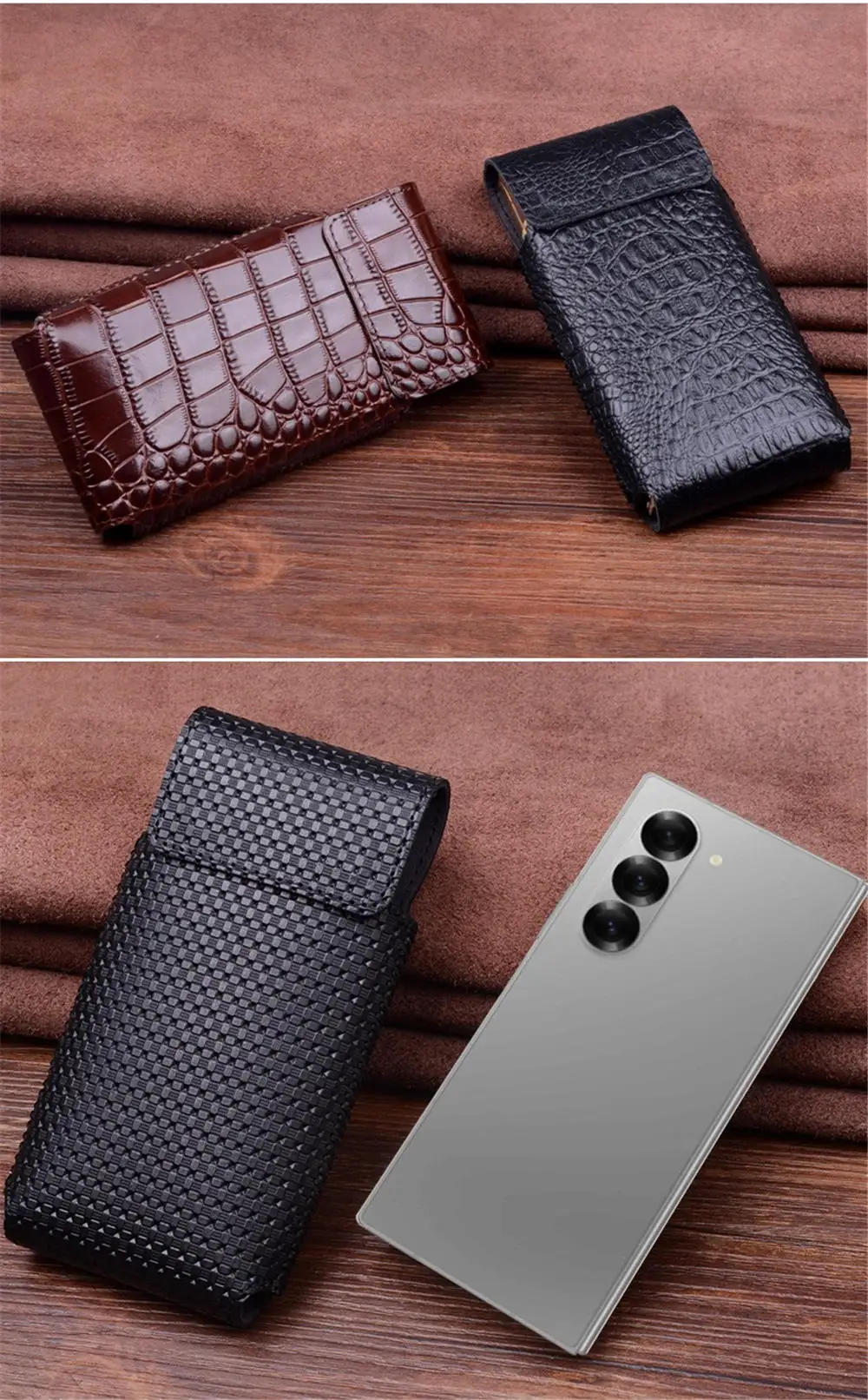 Casing Bisnis kulit sapi ramping, sarung HP buaya magnetik untuk Samsung Galaxy Z Fold6 penutup penuh