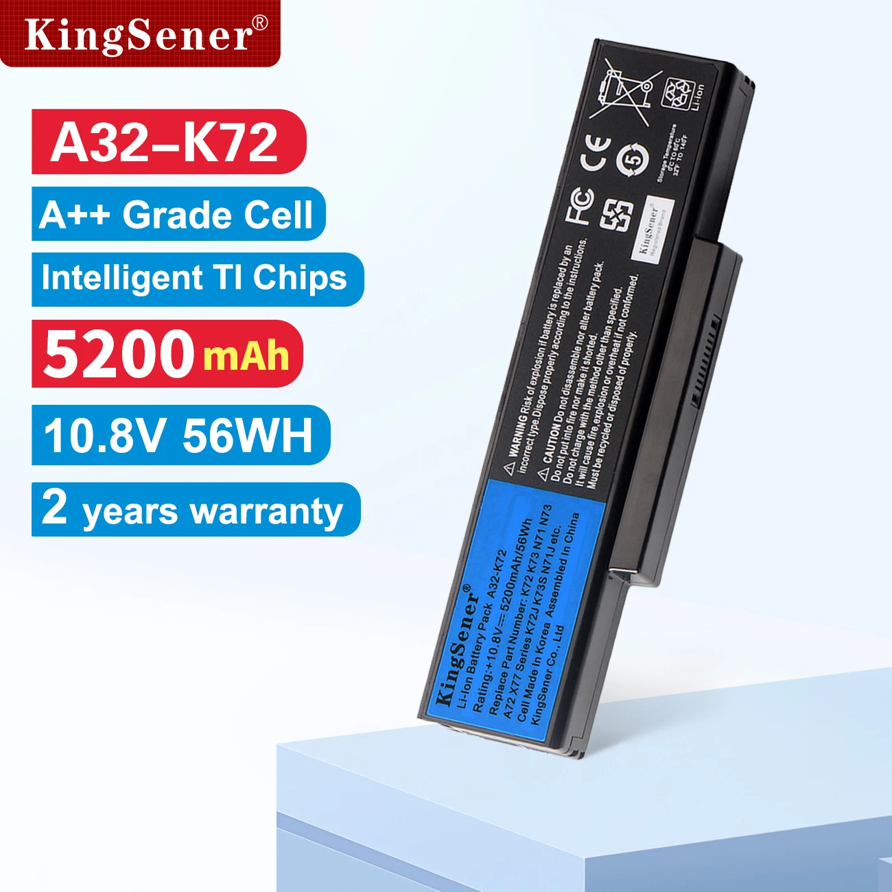 KingSener A32-K72 Laptop Battery for ASUS K72Y K73 K73B K73BR K73BY K73E K73J K73JK K73S K73SD K73SJ K73SM K73SV K73T