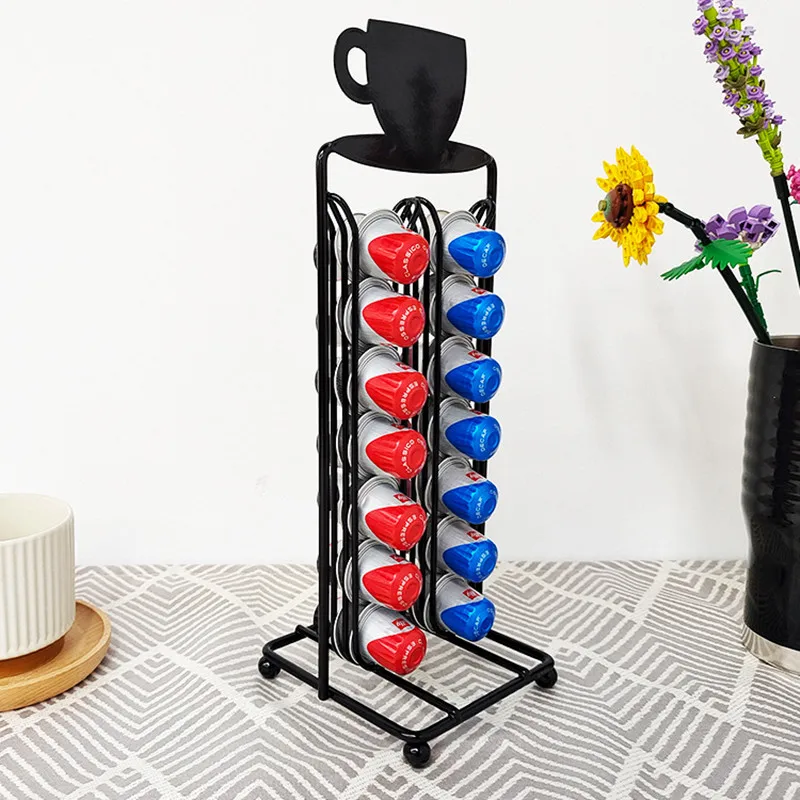 

Metal Nespresso Coffee Pod Holder Iron Tower Stand Coffee For 48 Nespresso Capsules Display Capsule Rack