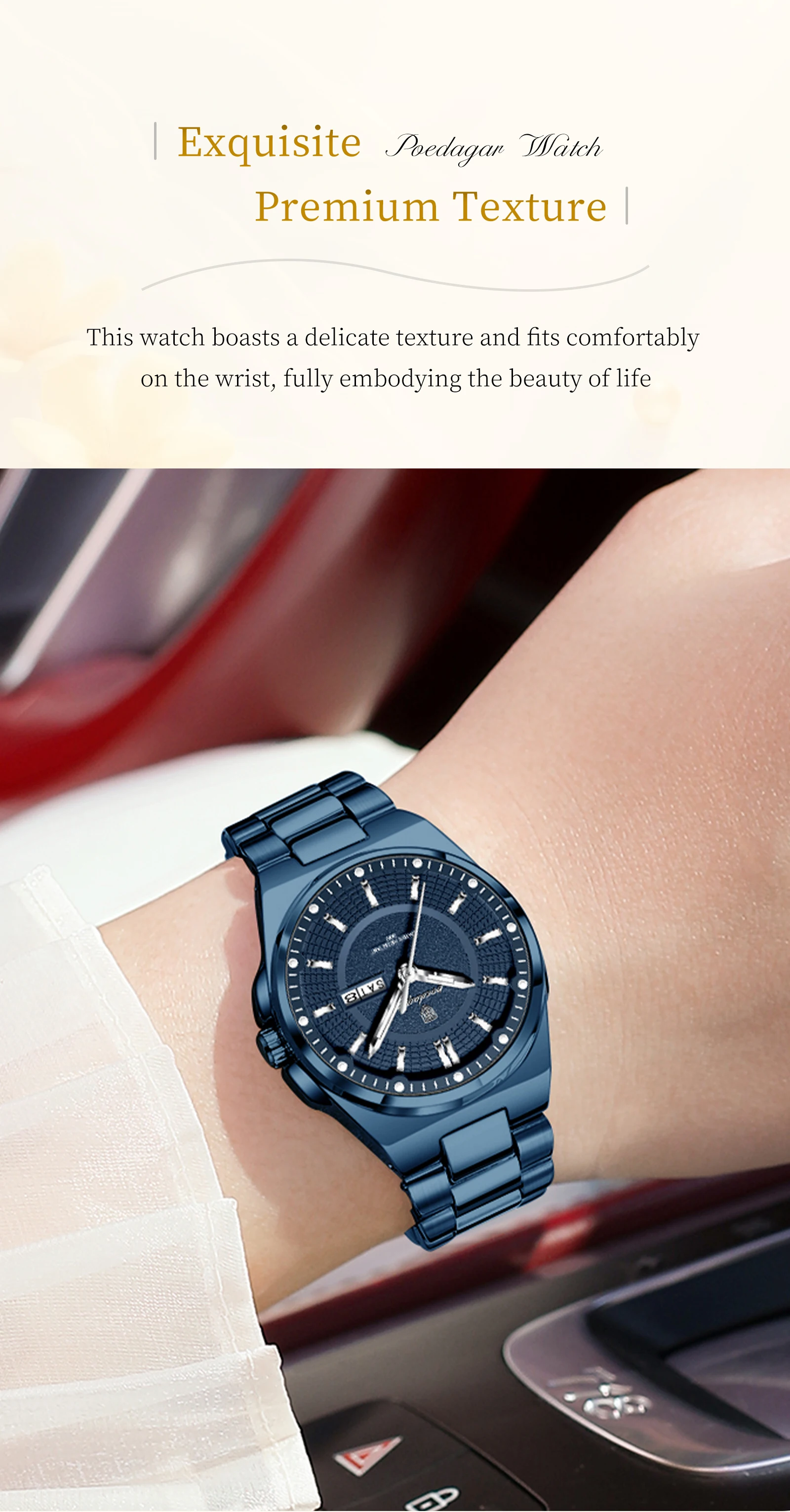 POEDAGAR Modemarke Damenuhr Leuchtend Wasserdicht Business Damen Armbanduhr mit Wochentag und Datum Elegante Quarz Damenuhren Reloj – Detail 5