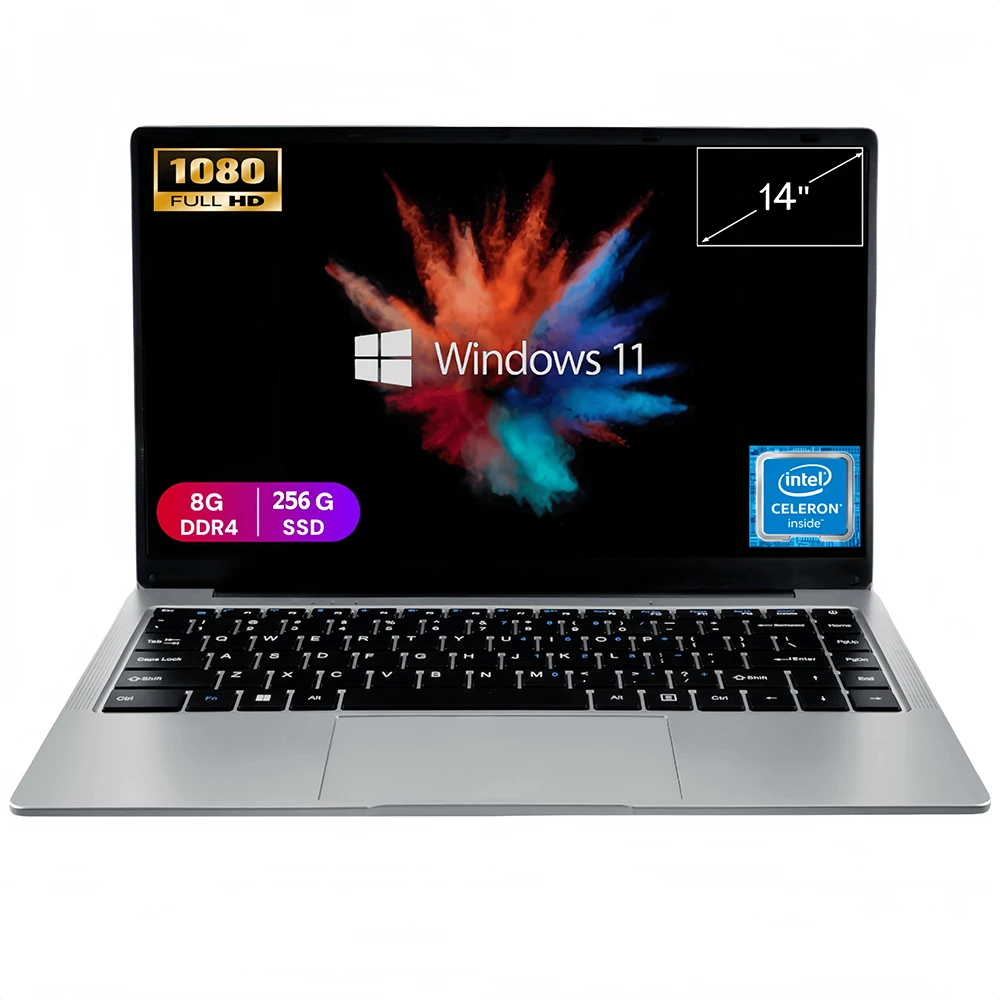 New Cheap Wholesale OEM 14 Inch Business Laptop   N4500 8GB RAM 128GB SSD Windows 11 Pro English Keyboard Portable Notebook