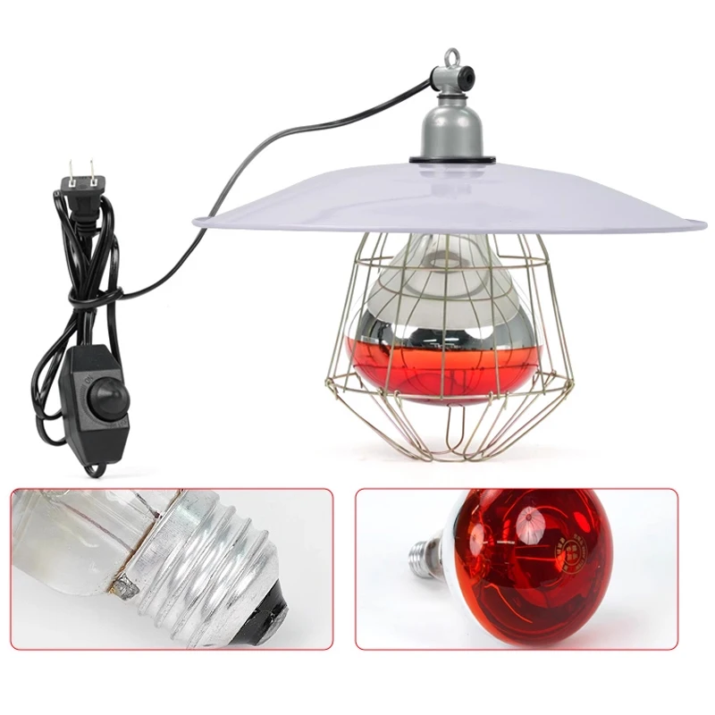 Heating lamp net cover set farm brooding heating lamp piglet warming bulb temperature adjustable heating lampshade