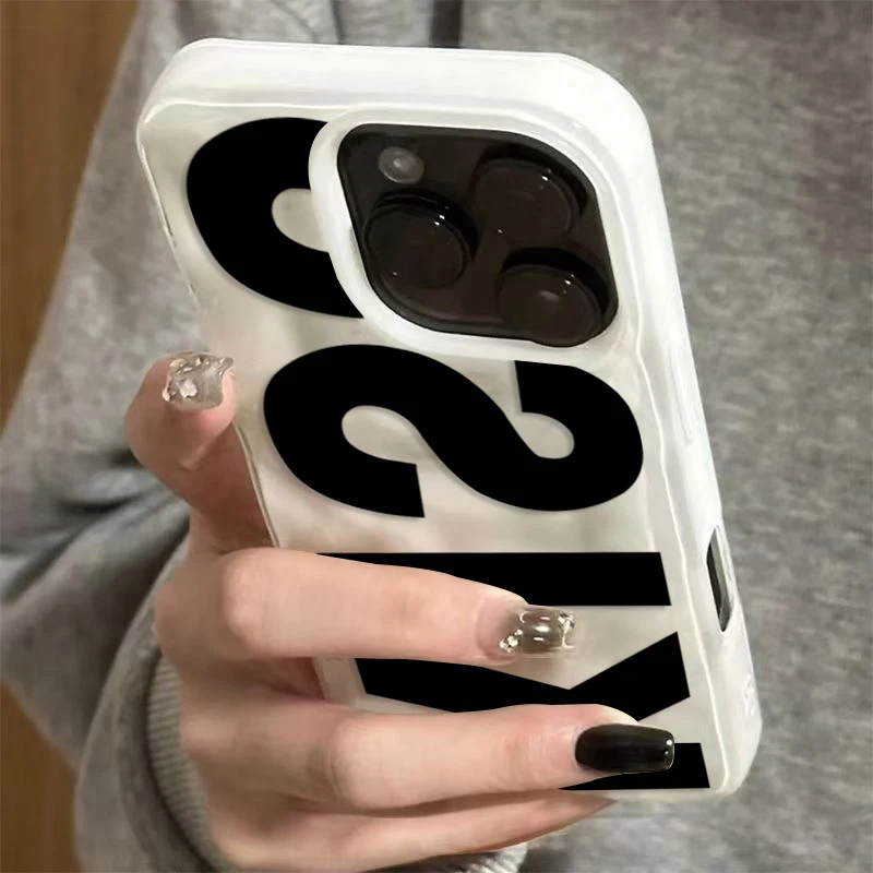 

Stylish English Word Kiss Case Funda For iPhone 17 Pro Max 16 15 14 13 12 11 Pro Max 16 Plus 17Air Folds Texture Soft Back Cover
