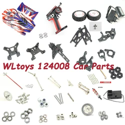 WLtoys 124008 RC Car Spare Parts Housing Motor Steering Gear Motherboard Tire Drive Shaft Gear Swing Arm Tie Rod Bearing