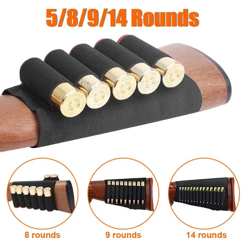 1Pc 5 8 9 14 Rounds Shotgun Buttstock Ammo Pouch Shell Holder Bullet Cartridge Bandolier Carrier Gun Accessory for Hunting view 3