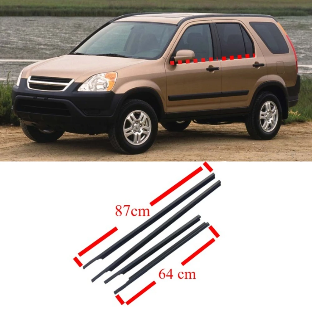 

4 Pcs Black Outside Window Glass Rubber Seal for Honda CRV 2002-2006 Protect WeathersStrip 72450-S9A-003 87cm 64cm