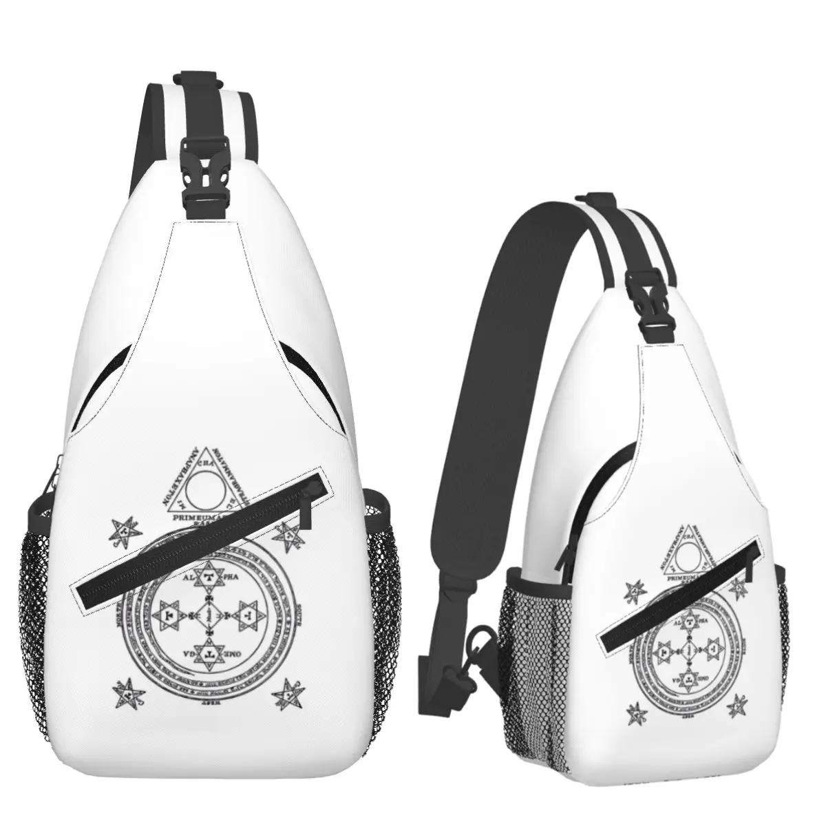 

Solomon Circle Goetia Black N White Chest Bag Men Sling Crossbody Backpack Chest Bag Travel Hiking Daypack Shoulder Bag