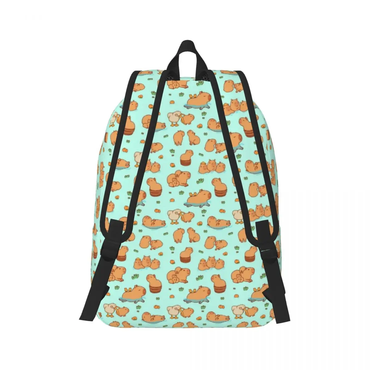 Stylish Canvas Backpack Cute Capybara Seamless Pattern Comfortable and Spacious Daypack for Work, Outdoor, and Weekend Trips