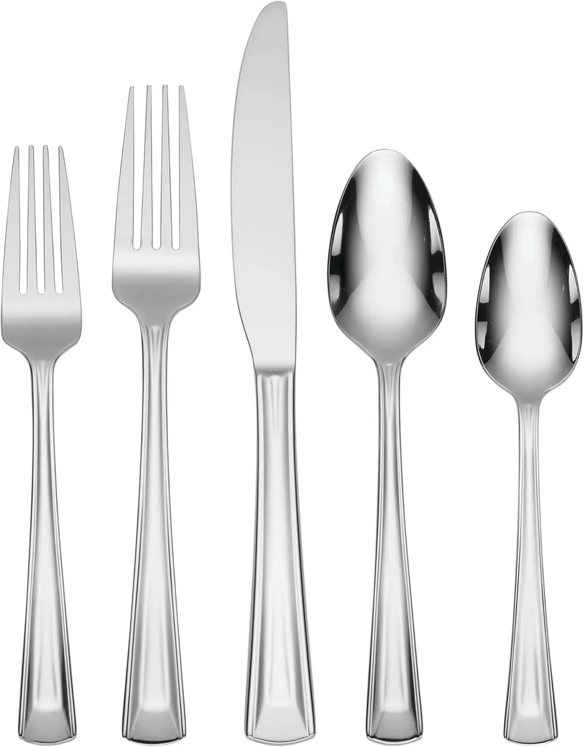 

42-Piece Stainless Steel Flatware Set, Service for 8, Modern Design, Dishwasher Safe