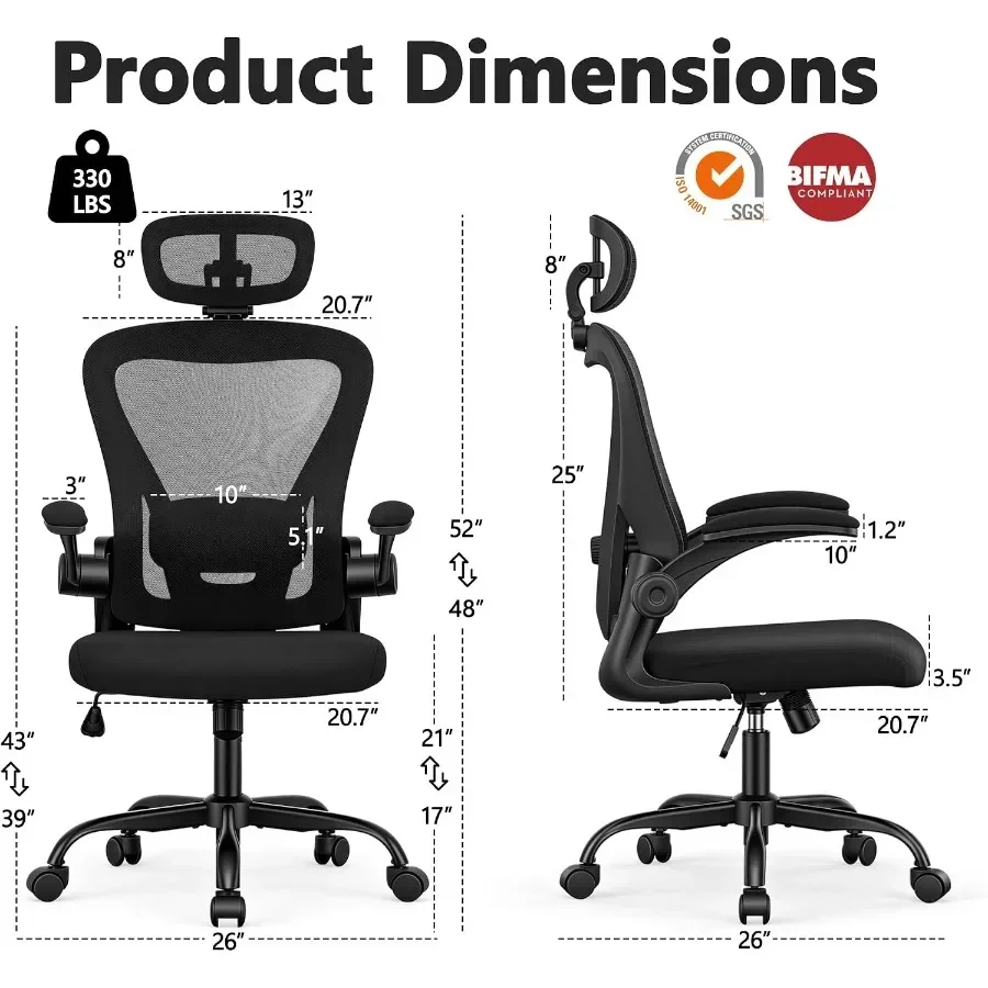 Office Chair, Ergonomic Computer Desk Chair with 3D Headrest