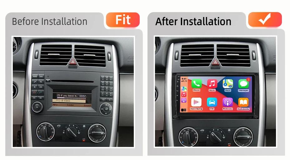 AWESAFE Kabelloses CarPlay Android Auto Radio für Mercedes Benz W245 W169 B200 W906 Sprinter Vito W639 Plug & Play FM GPS Stereo – Detail 4
