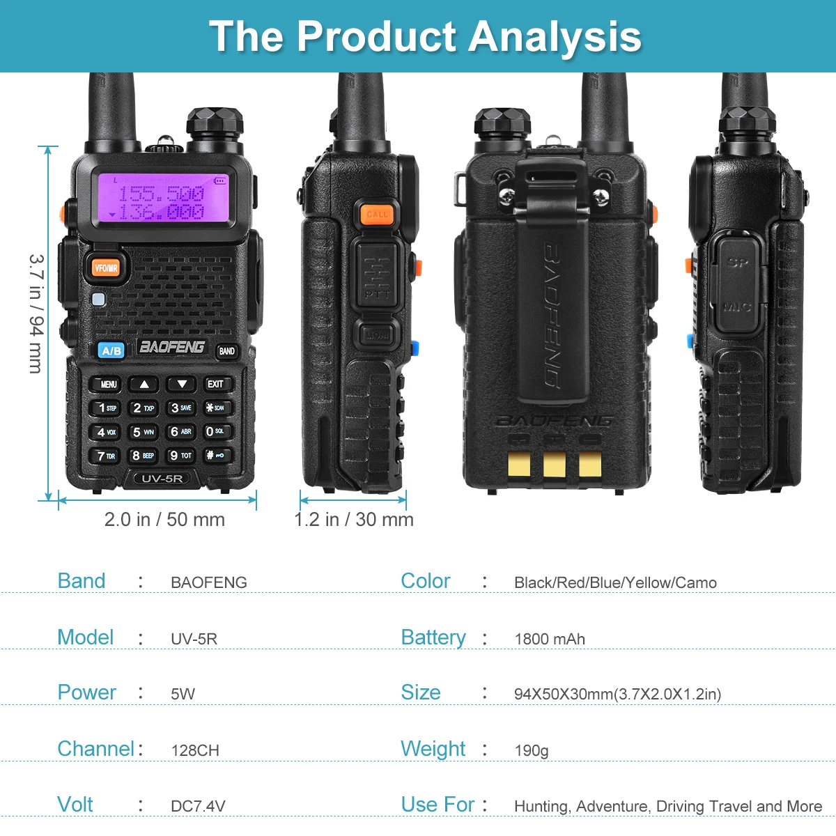 Original baofeng uv 5r 10km ham radio dual band uhf vhf maritime vox fm transmitter HF CTCSS CDCSS toki walkie talkie handy mini