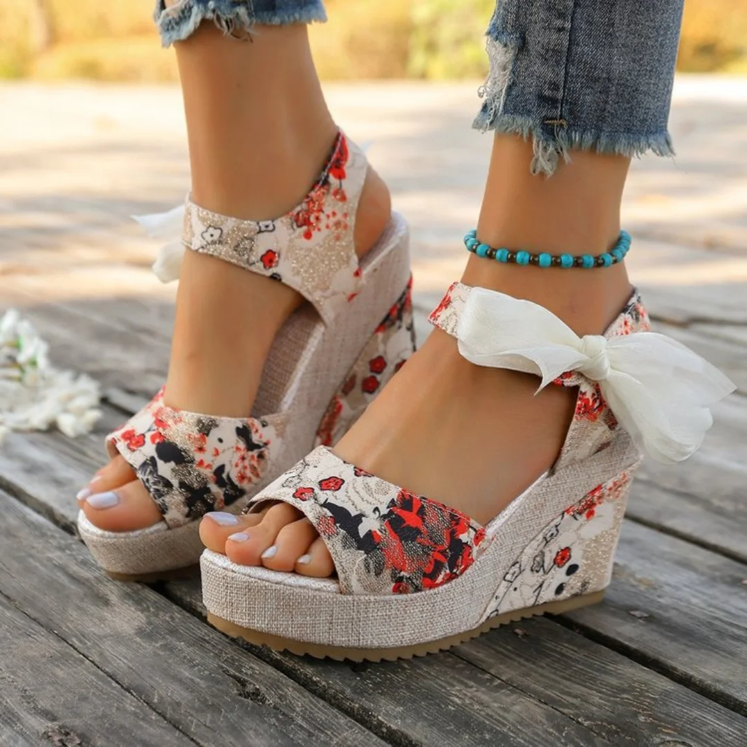 2026 Women's Large Size Fashion Slope Heel Sandals Bohemian Hemp Rope Beach Fish Mouth High Heel Shoes