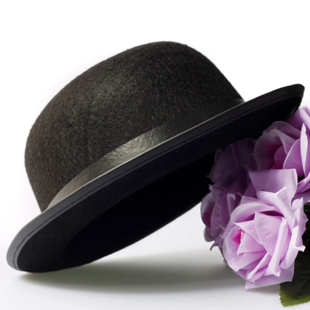 

Bowler Hat for Men Black Felt Adult Costume Magician Style Dress Up Party Accessory Retro Detective Look Carnival