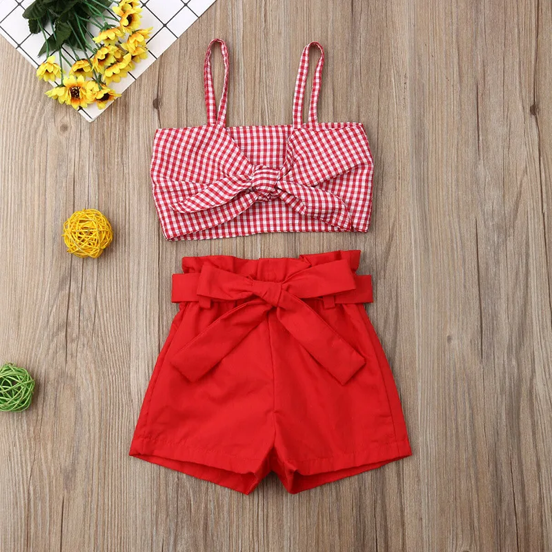 Spring New Girls Straps Suspender Top Lace-up Shorts Women's Treasure Sleeveless Fashion Casual Simple
