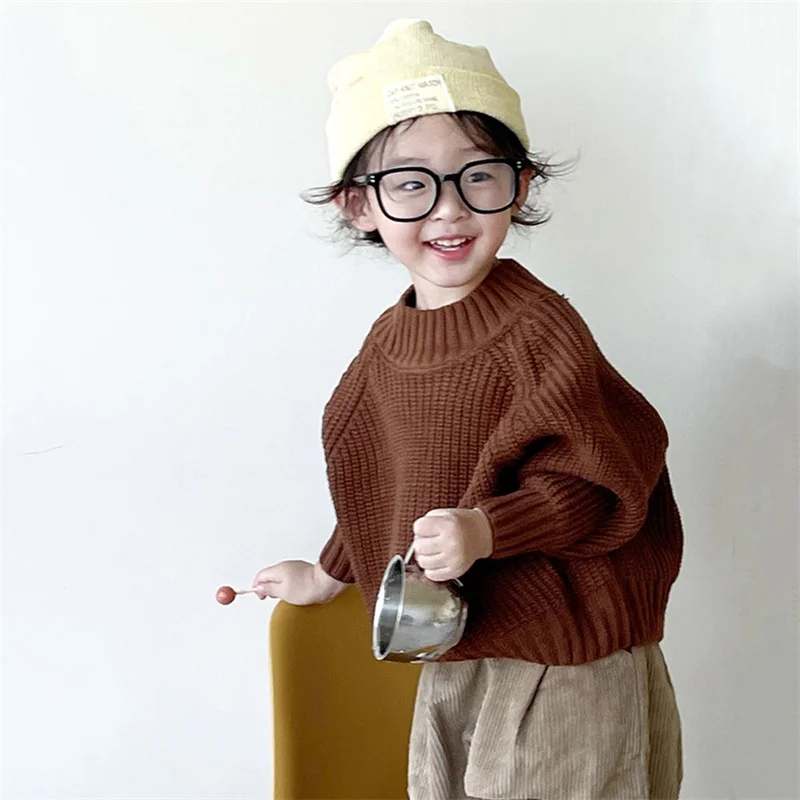 Boys Woolen Sweater Crochet Cotton Windbreak 2024 Cool Plus Thicken Autumn Winter Outwear School Warm Children's Clothing