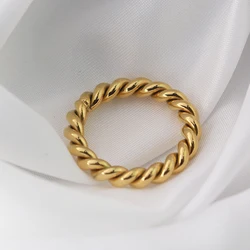 4mm Minimalist Stainless Steel Cute Twisted Chain Ring for Women Girls Braided Ring Waterproof Jewelry Gift