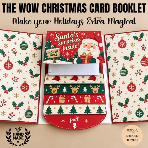 1/5/10pcs Handmade Christmas Gift Card Paper DIY Waterfall Gift Card with Envelope Blessing Message Pull Out Gift Card