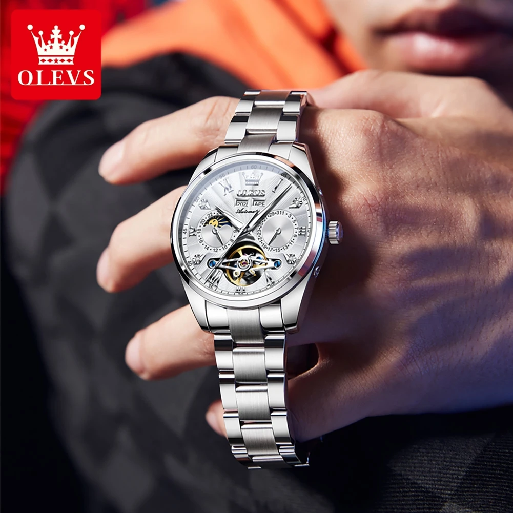 OLEVS Top Brand Men\'s Watches Classic Fashion Original Watch for Man Automatic Mechanical Movement Waterproof Luminous Date Week