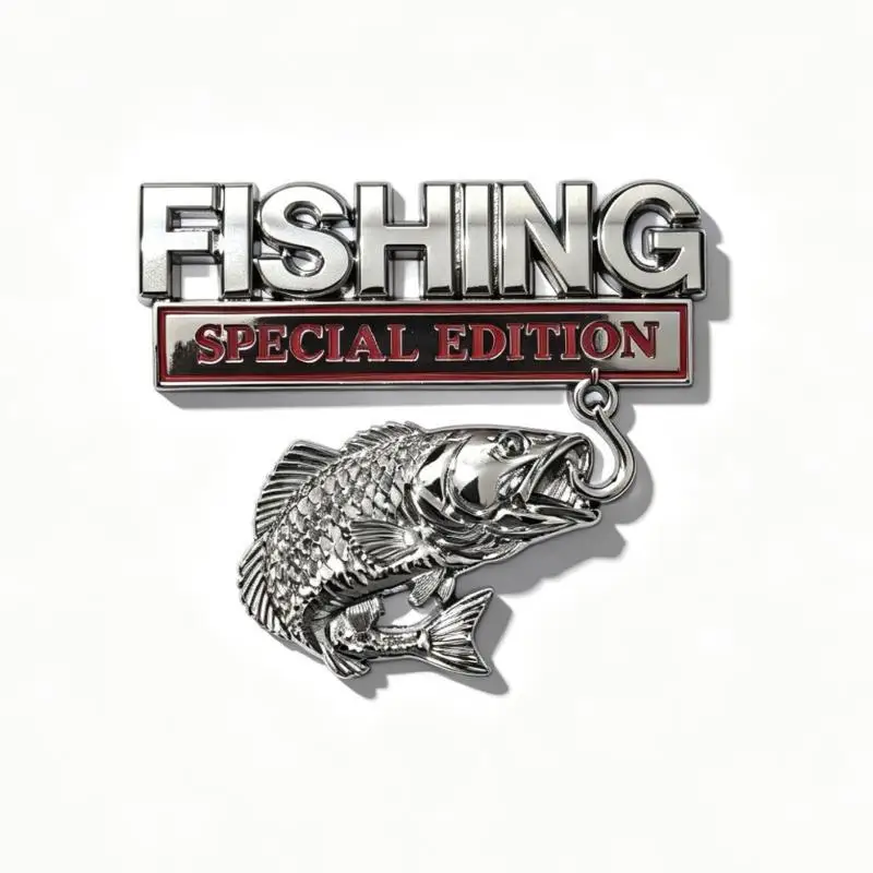 Metal Fishhook Car Sticker Special Fishing Edition Waterproof Decal for SUV Motorcycle Outdoor Fishing Lovers