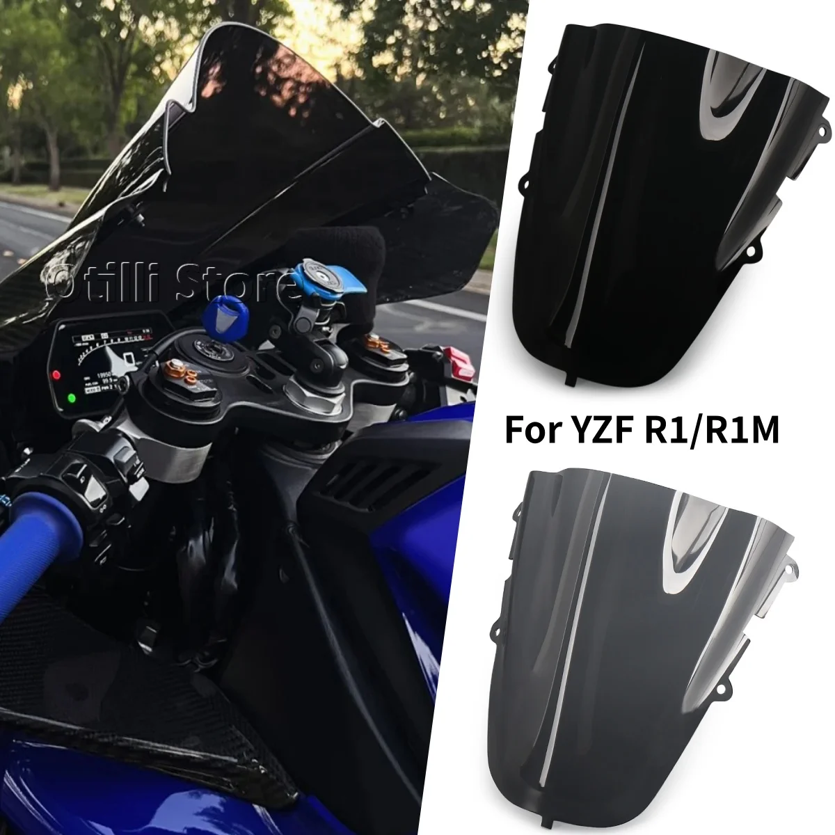 

Подходит для YAMAHA YZFR1 R1M YZF-R1M YZF-R1 2020-2025, переднее лобовое стекло мотоцикла, дефлектор ветра, защита двойного пузырькового ветрового стекла