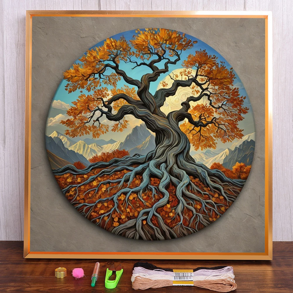 

Scenery Fantasy Tree Printed Fabric Cross Stitch Embroidery Patterns Needlework Painting Handiwork Handmade Needle Mulina Floss