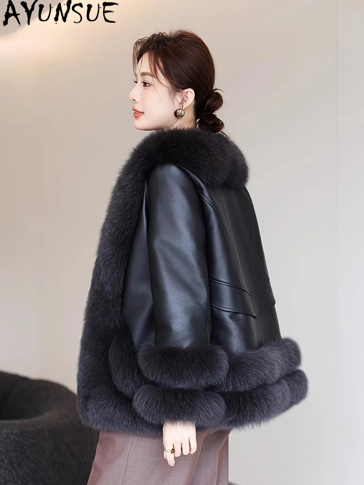 AYUNSUE Real Fox Fur Coat Women Winter Clothes Mid-length Sheepskin Coats Woman Down Jacket New in Outerwears Jaqueta Feminina