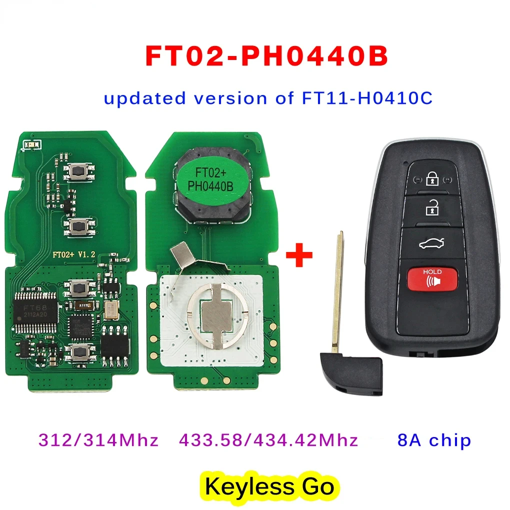 

Lonsdor FT02 PH0440B Update Version of FT11-H0410C 312/314/433.58/434.42Mhz For Toyota RAV4 Avalon Frequency Switchable 8A Chip