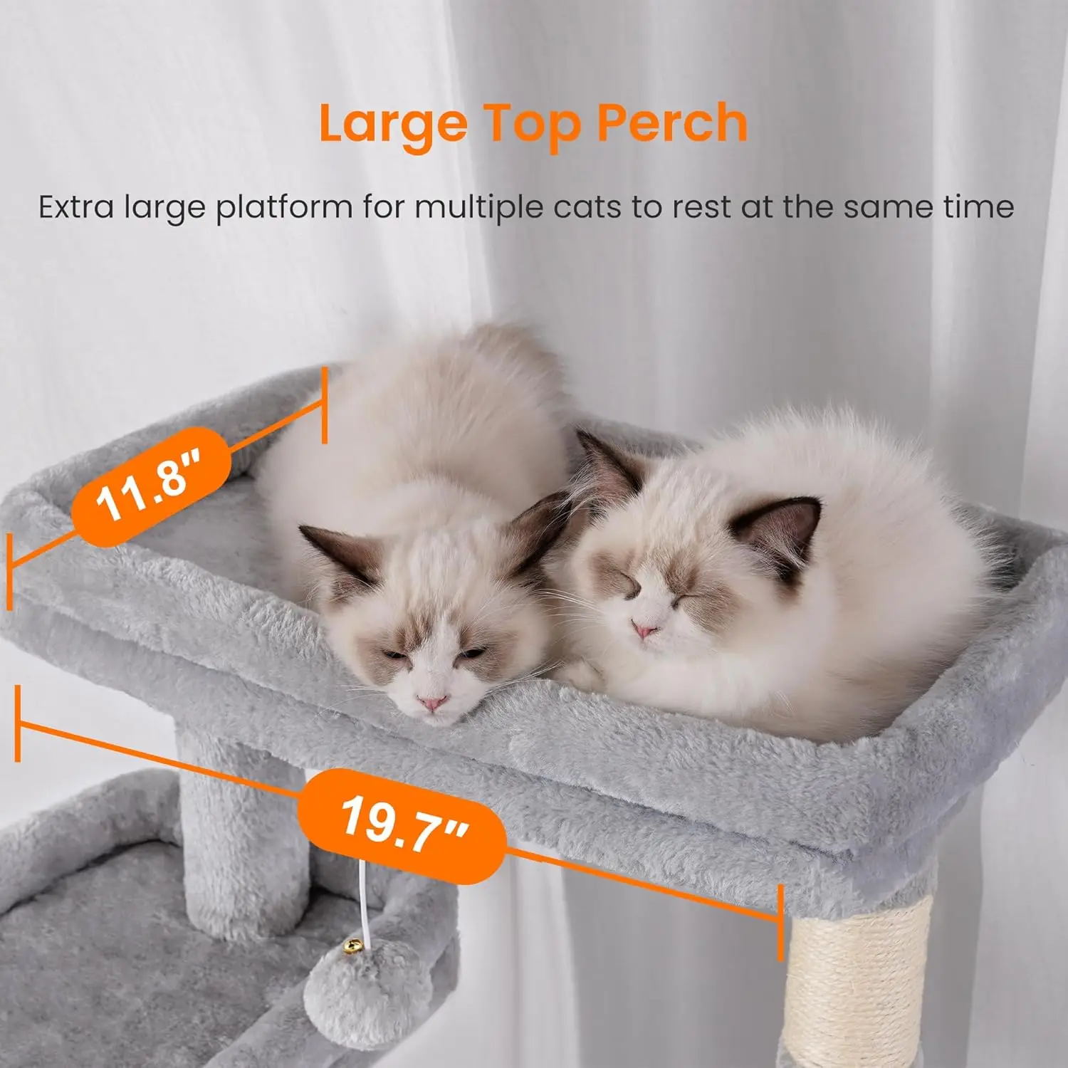 Multi-Level Kattentoren Voor Katten Binnenshuis, 2 Verbrede Pluche Zitstokken Kat Condo Board