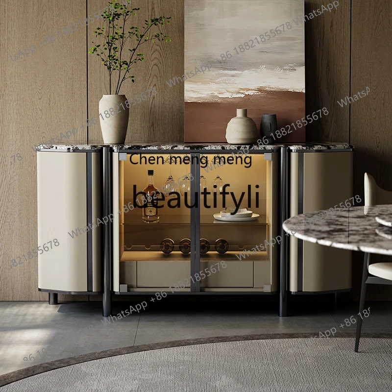 X Light Luxury Marble Sideboard Cabinet Simple Modern Home Living Room Tea Storage Minimalist Wine Cabinet