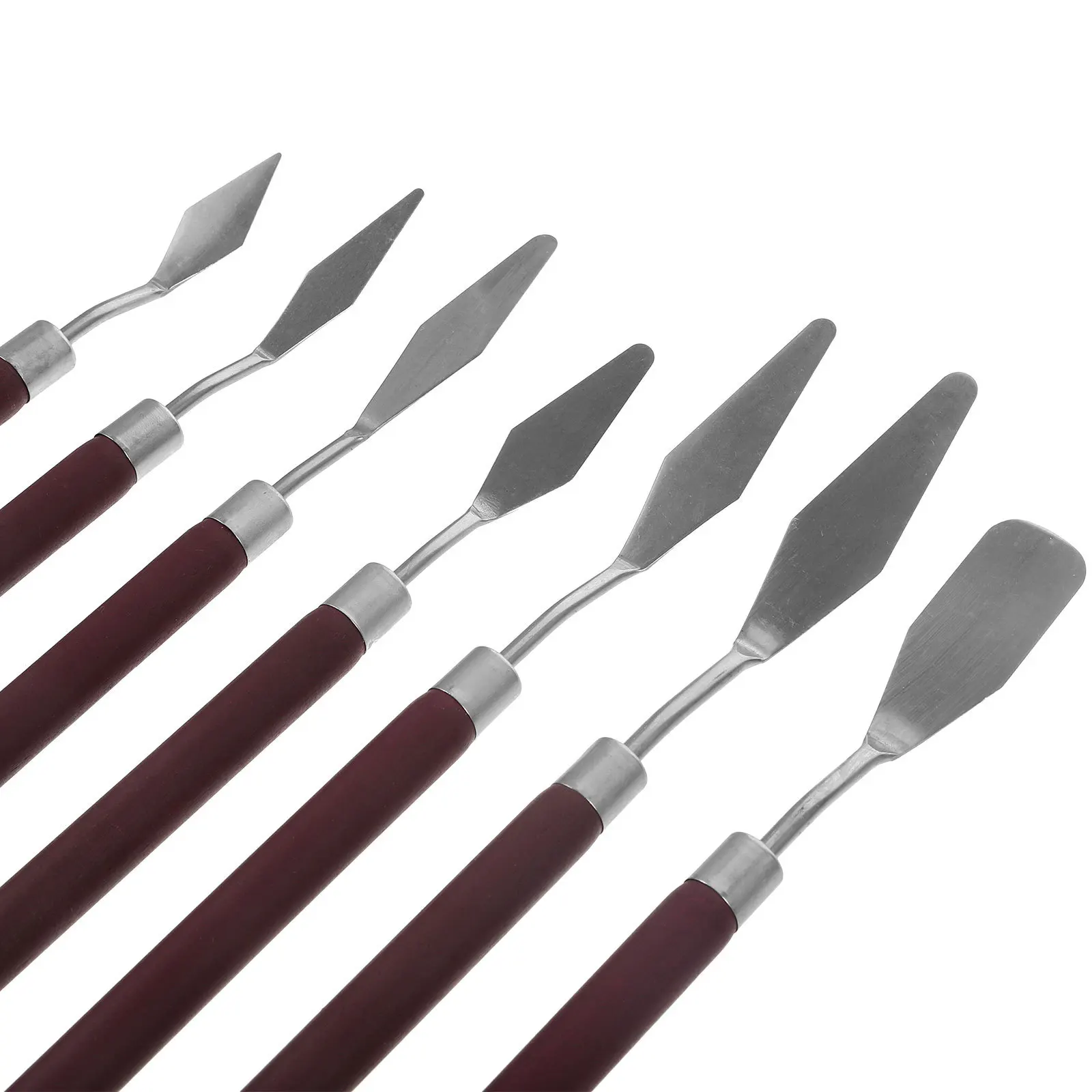 

7pcs Painting Scrapers Art Supplies Red Wood Handle 7 Pieces Set Oil Paint Mixing Tools Canvas Street Art Spatulas
