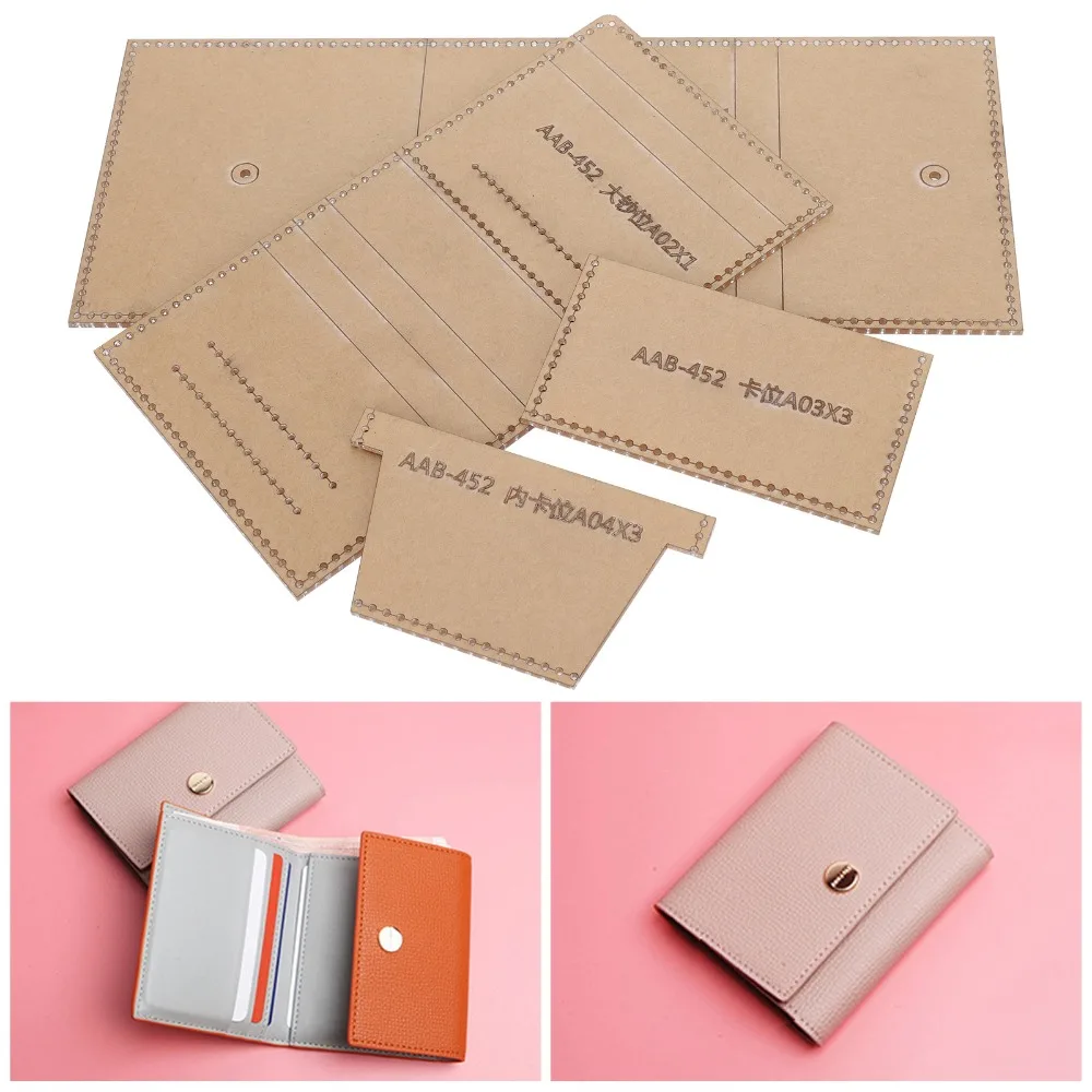 

4pcs Acrylic Wallet Template Kraft Paper Protective Film Transparent Acrylic Leather Template Accurate Cutting Model