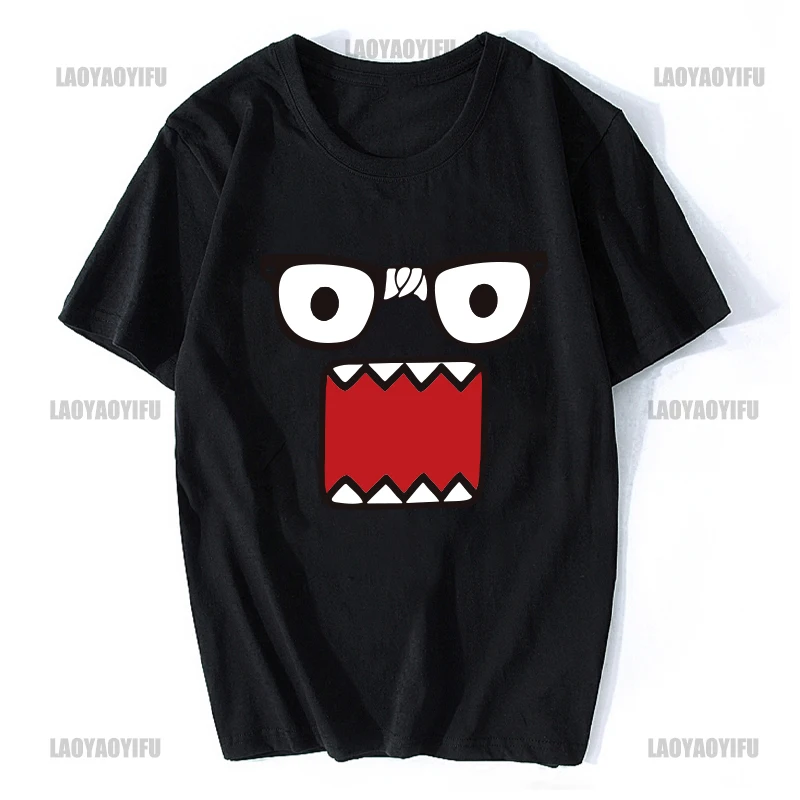 Domo Kun Print Funny Short Sleeved T-shirt Men Women Versatile Couple Tops Street Fashion Streetwear  Cotton