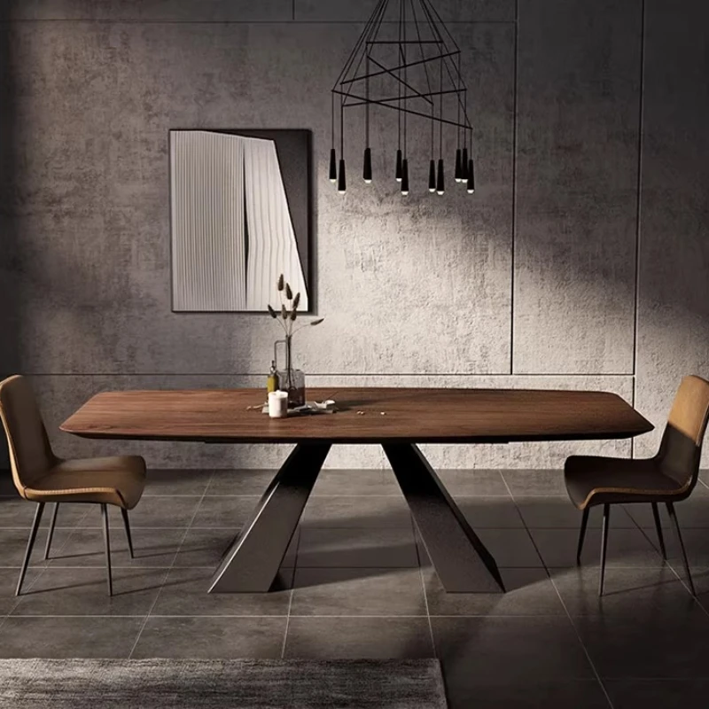 Picture 5: Modern Rectangular Solid Wood Dining Table Walnut Color Nordic Dining Room Table Home & Restaurant Furniture
