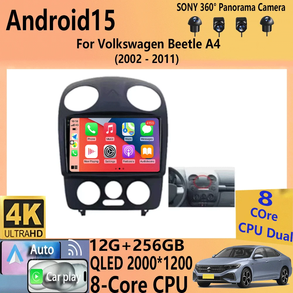

Автомобильный радиоприемник Android 15 для Volkswagen Beetle A4 2002-2011 Мультимедийный видеоплеер Навигационный стерео без 2din 2 Din DVD Авто WIFI