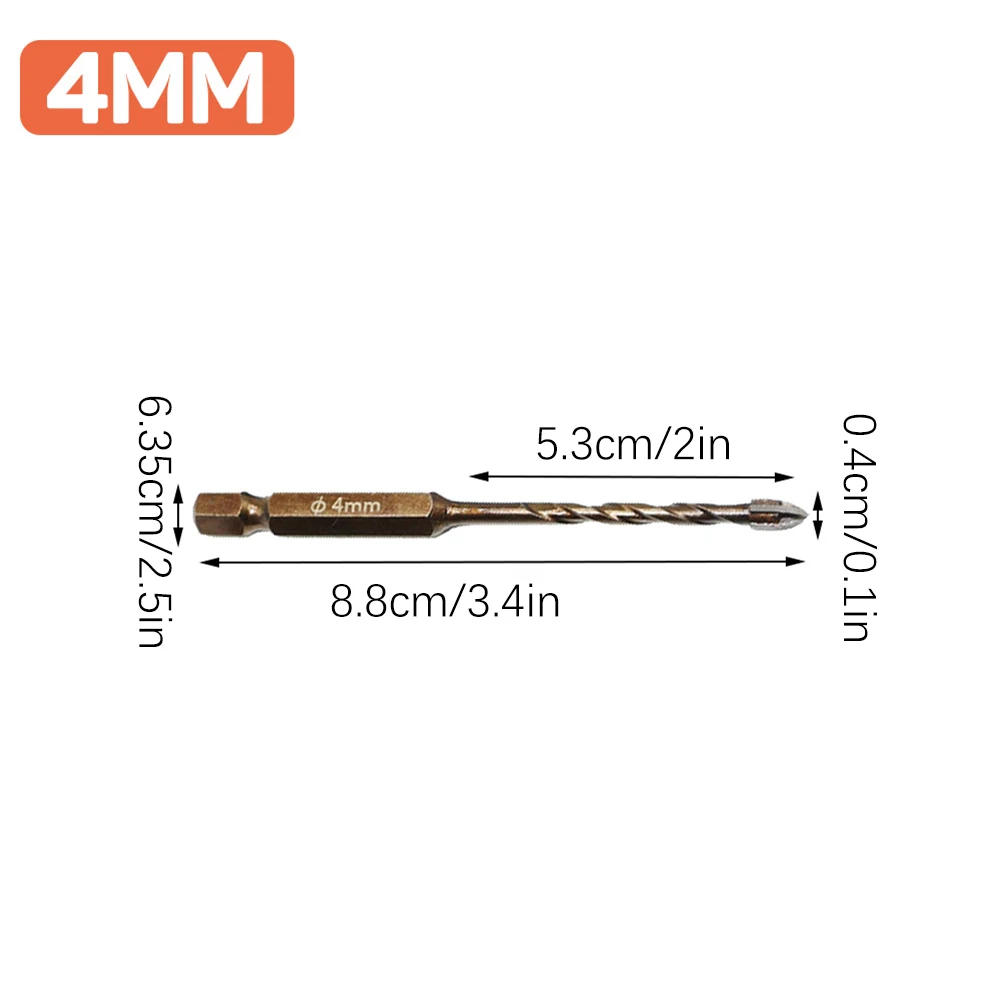 Cross Tile Drill Bits Set, Hex Shank, Glass, Cement, Metal, Ceramic, Wood, Plastic Alloy, Hole Opener, 6mm, 8mm, 10mm, 12mm,7Pcs