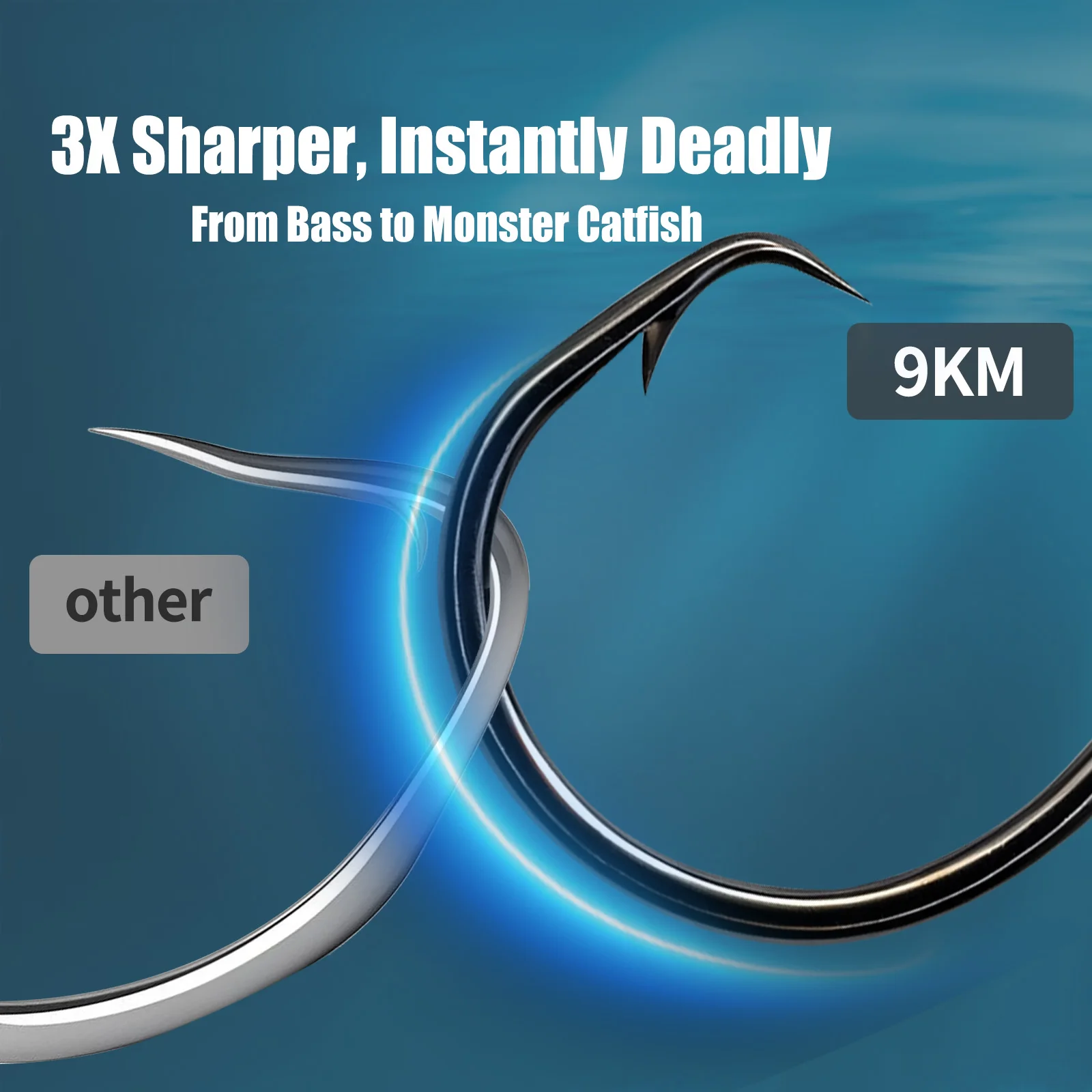 9KM Fishing Circle Hook 25-50pcs 3X Strong Fishing Hook Non-Offset Inline Wide Gap Hook for Catfish Striped Bass Saltwater - view 3