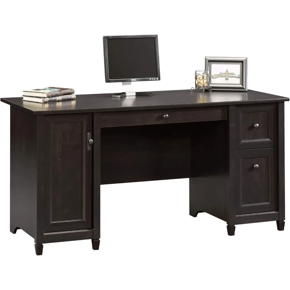 

"Black Two-Drawer Engineered Wood Computer Desk"