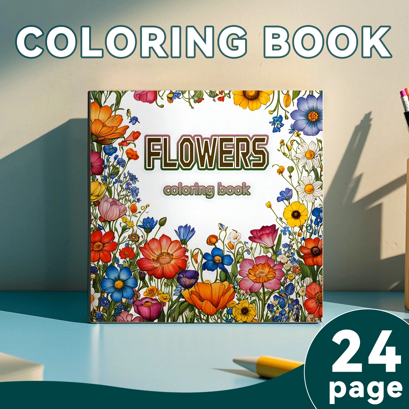 Flower Patterns Coloring Book – Holiday Doodles Adult Picture Book Cute Floral Drawing Pages Stress-Relief Art Perfect Gift
