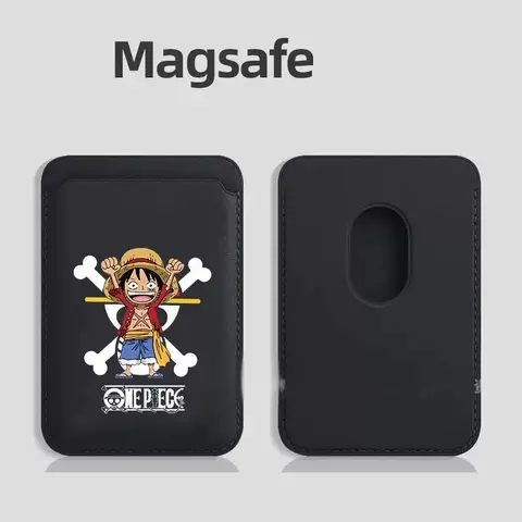 One Piece Anime Cartoon For Magsafe Magnetic Leather Wallet Case For iPhone 17 16 15 14 Samsung Huawei Card Holder with Magnet