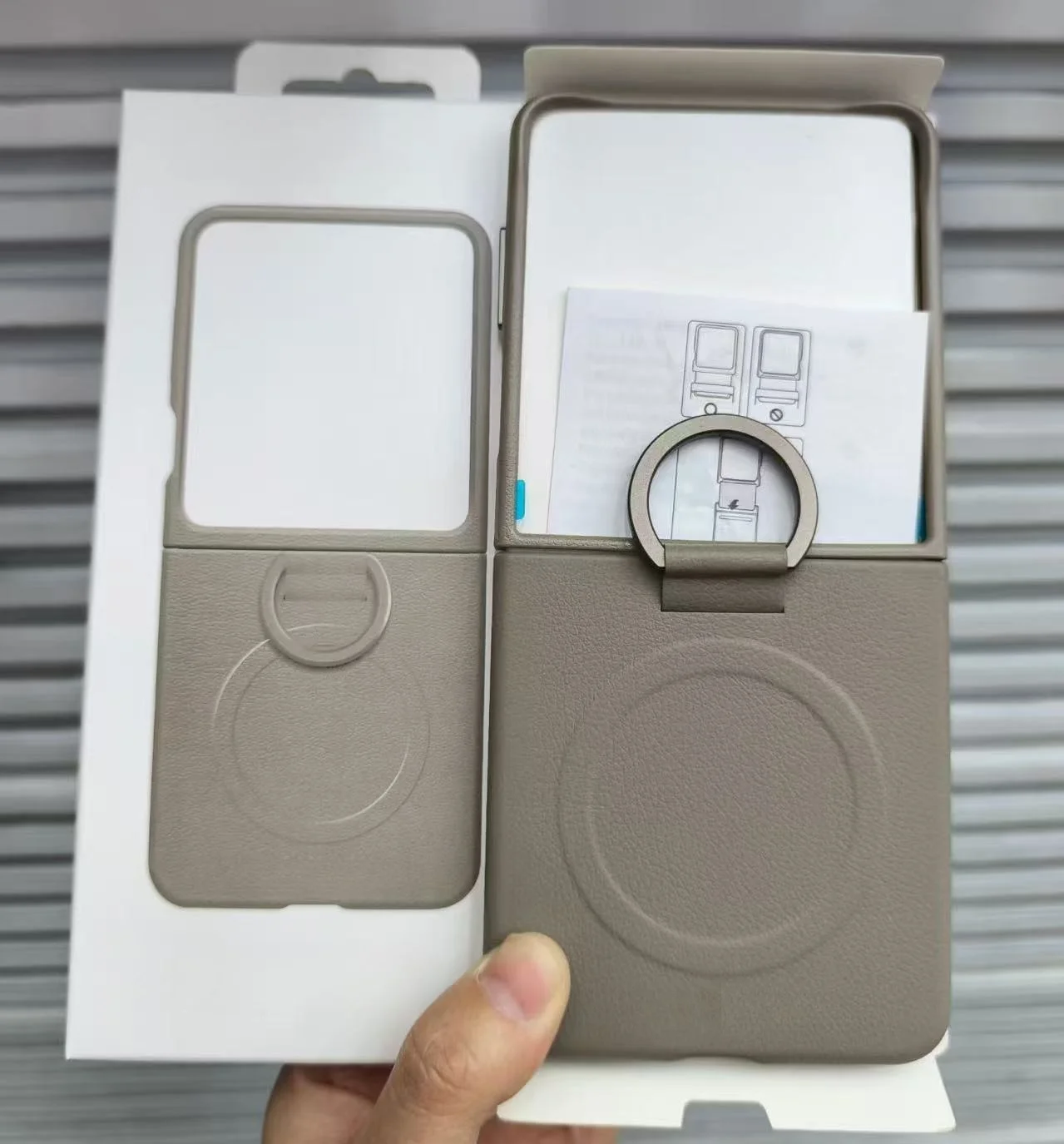 

Original for Samsung Galaxy Z Flip7 Leather Ring Holder Case Galaxy Z Flip 7 Magnetic Case with Built-in Ring