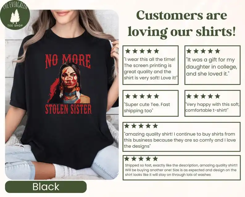 No More Stolen Sister Shirt, Native Shirt, MMIW Shirt, Indigenous Red Hand, Wear Red for My Sister T-Shirt