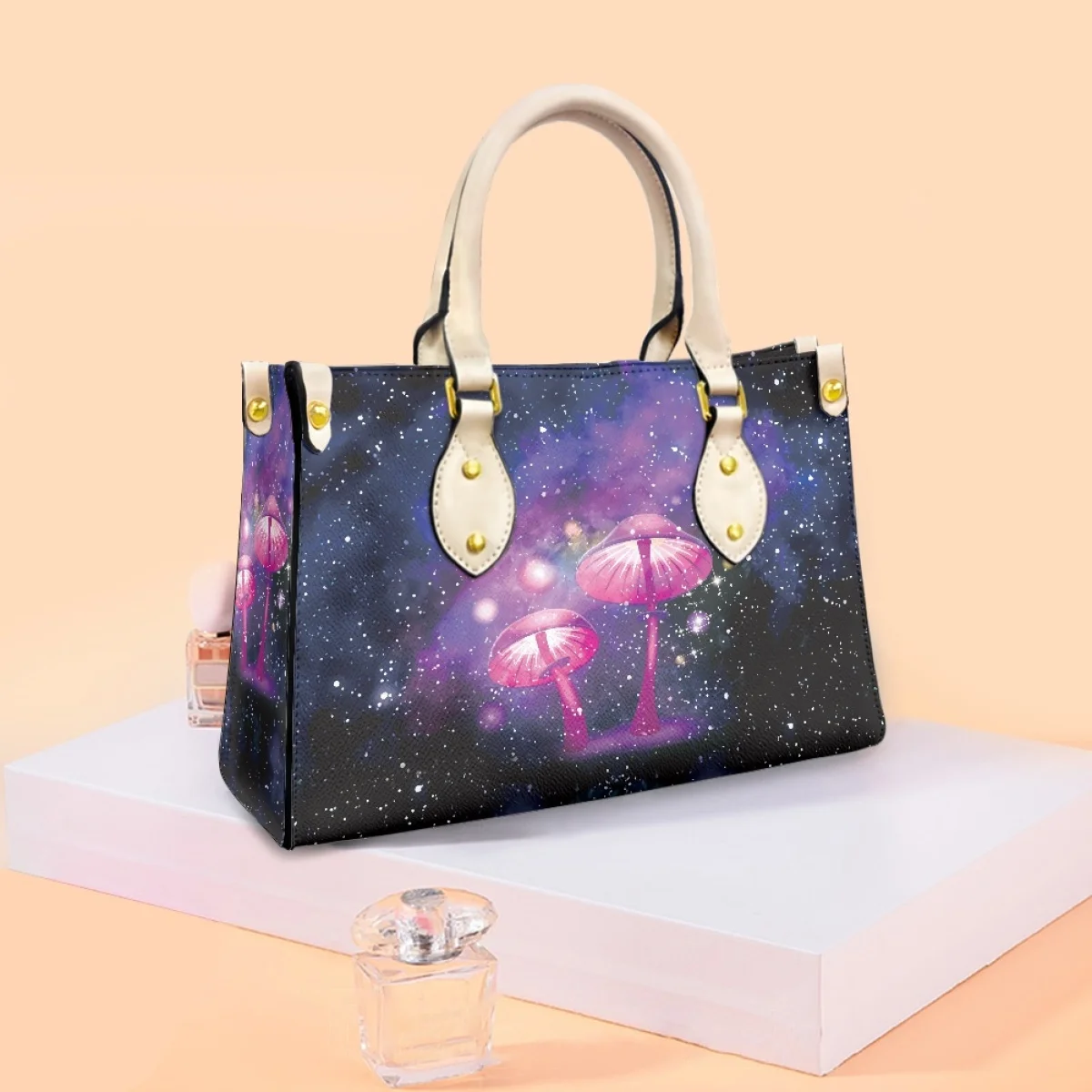 Cartoon Mushroom Printed Women's Shoulder Bag Starry Sky Ladies Handbags Trendy Teen Girls Designer Bags New Arrival Commuting