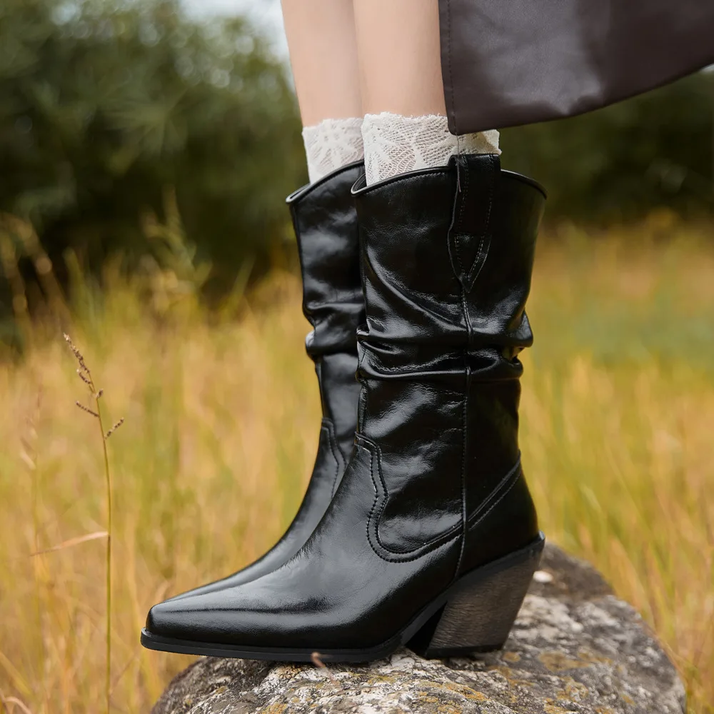 

Сапоги женские, модная женская обувь из натуральной кожи, женская обувь на высоком каблуке, новинка 2025, пикантная женская обувь, ботильоны