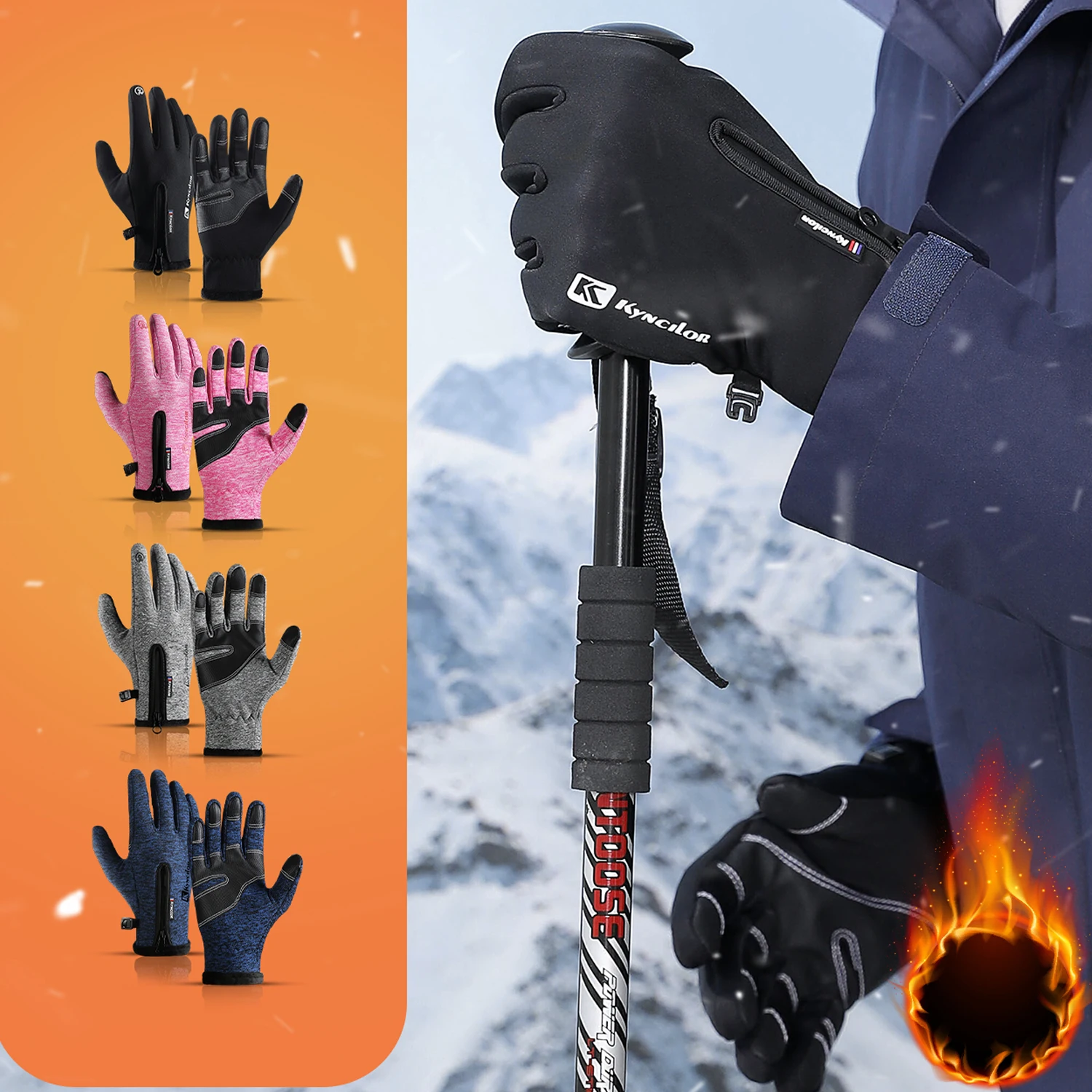 

Motorcycle Gloves Winter Thermal Fleece Lined Winter Cold-proof Full Finger Military Glove Waterproof Riding Accesso